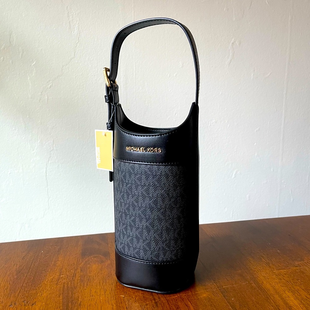 Michael Kors NWT monogram wine bottle holder, black